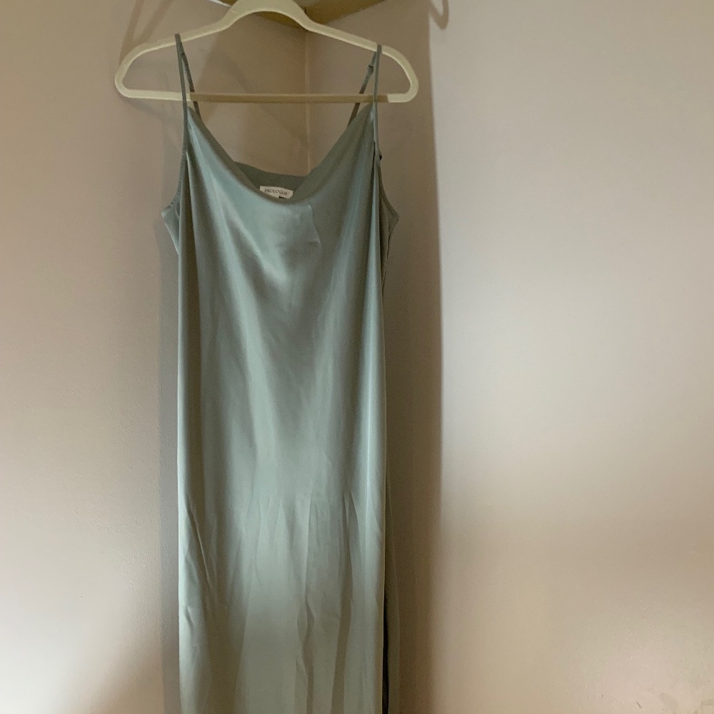 Prologue Green L Slip Dress Adjustable Straps Normcore Scandi girl Minimalist